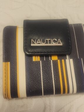 Nautica Striped Navy, Yellow & White Compact Wallet
